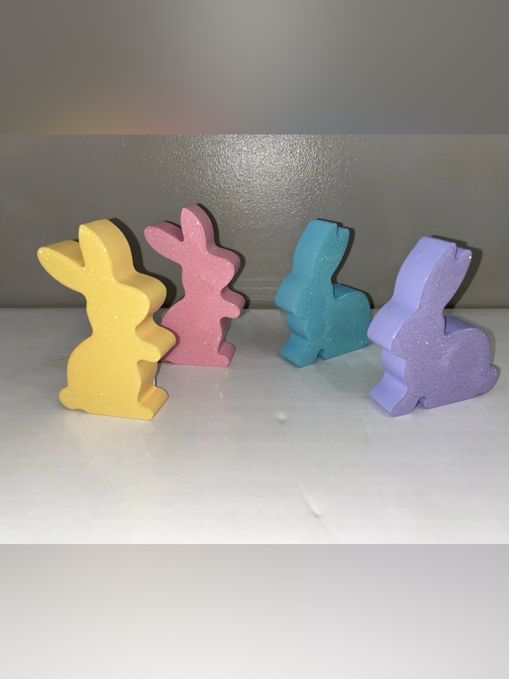 Hobby Lobby Pastel Glitter Bunny Set - Yellow, Pink, Blue, Purple